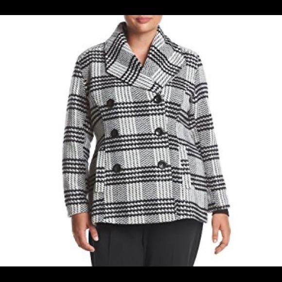 Rampage brush plaid black white peacoat statement - Picture 1 of 8